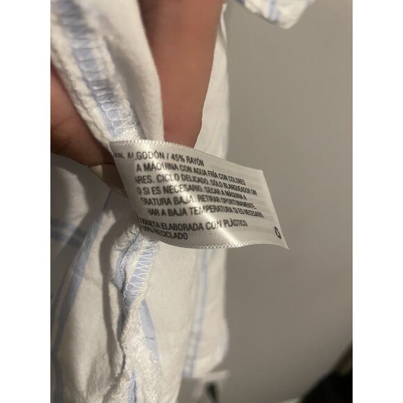 Ava & Viv 3X Oversized Shirt‎ No Gap Button-Up Top Striped Blouse Plus Size Blue - Picture 7 of 8